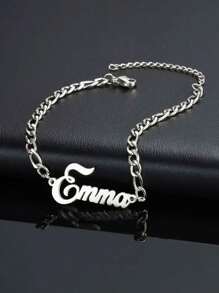 1 Stück Individualisiertes 2-in-1 Edelstahl Namensschild Halskette & Armband Set - Personalisierter Schmuck für Geburtstag, Abschluss und Rockparty, Gold, Stilvolle, Farbige, Vintage, Unisex, Hipster, Einfach, Lässig, Individuell, Personalisiert, Einzigartig, Ideale Geschenke für Ihn, Ideale Geschenke für Sie, Sie, Freund, Freundin, Vater, Mutter, Familie, Freunde, für Jahrestage, für Geburtstage, für Abschluss, für Abschlussball, für Partys, Schmuck Damen, Elegantes Outfit, Schicker Herbst, Schmuck & Uhren, Individualisierte Mode Wort Halsketten