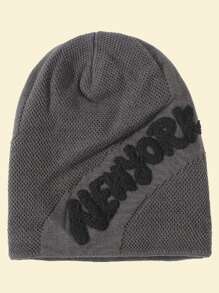 JZML 1 件男女通用纽约字母装饰保暖针织无檐便帽，保暖内衬冬帽 - New York Beanie - 查看 4