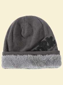 JZML 1 件男女通用纽约字母装饰保暖针织无檐便帽，保暖内衬冬帽 - New York Beanie - 查看 5
