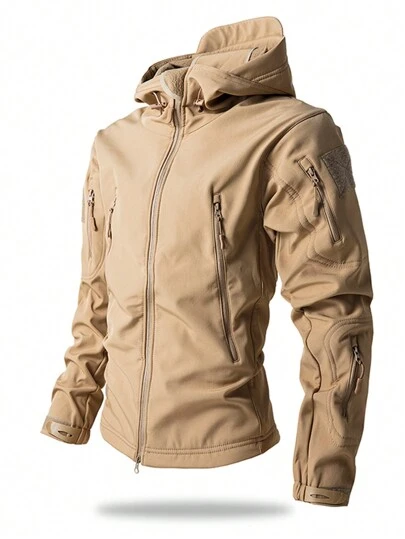 Herr fleecejacka för fritidsaktiviteter, vindtät och vattentät softshelljacka för höst och vinter, skidåkning