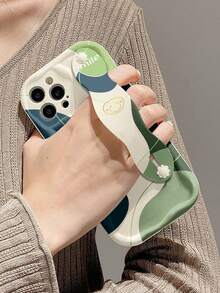 1 件时尚腕带彩色笑脸印花加厚防摔手机保护壳带支架，兼容 Apple 和三星系列 - 彩色 - 查看 3