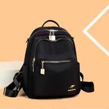 Women's Retro Large Capacity Backpack School Fashion Outing - Black - View 7