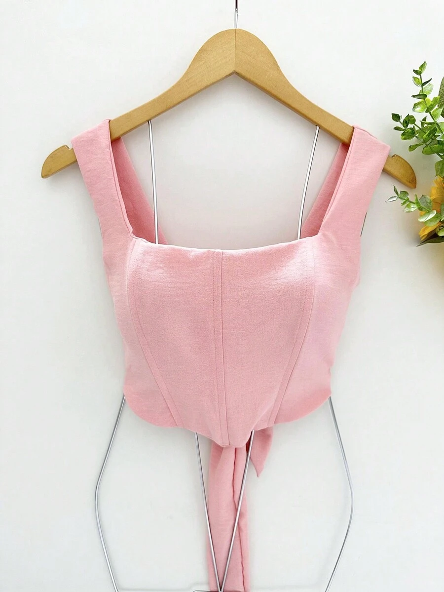Dune Tank Top With Cups/Back With Tie - 粉色 - 查看 1