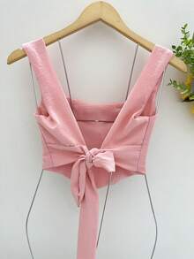Dune Tank Top With Cups/Back With Tie - 粉色 - 查看 3