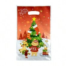 10/50 Túi quà Giáng sinh, Túi đựng quà tặng tiệc ngày lễ, Chất liệu màng ngọc trai, Thiết kế chống thấm nước với hình ông già Noel, cây thông Noel, người tuyết, tuần lộc, Thích hợp để trang trí Giáng sinh và tiệc sinh nhật (Loạt Giáng sinh 2) - Series Giáng Sinh 2 - Xem 13