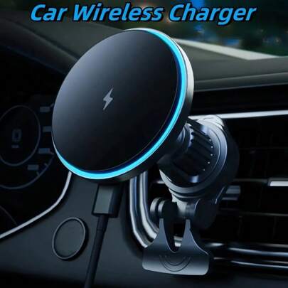 1pc Suitable For Car Charger 15W Fast Charging Magnetic Wireless Car Charger Suitable For IPhone 15/14/13/12 Phone Holder Air Outlet Phone Holder Supports Wireless Charging Function