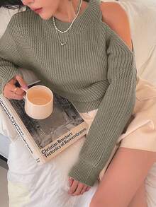 Jersey con un solo hombro sexy y elegante casual para mujer - Gris - Ver 1
