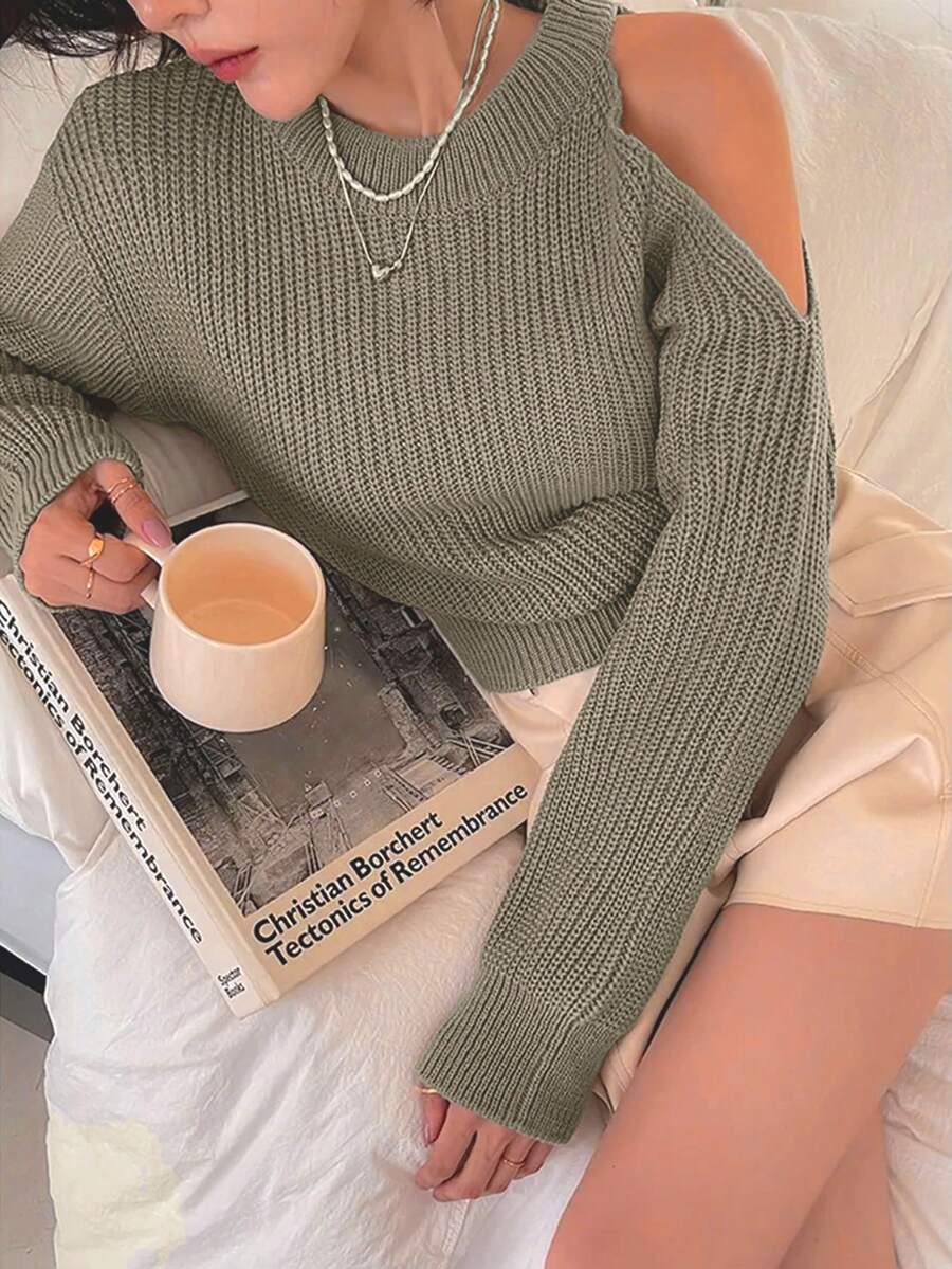 Jersey con un solo hombro sexy y elegante casual para mujer - Gris - Ver 1