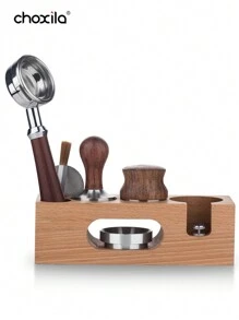 choxila 1 件装意式浓缩咖啡压粉器、木制咖啡压粉器、意式浓缩咖啡收纳盒和咖啡手柄支架、意式浓缩咖啡压粉底座和咖啡手柄支架、台面咖啡机收纳盒、意式浓缩咖啡配件 - Espresso Organizer - 查看 3