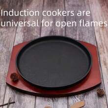 Cast Iron Steak Plate, Korean BBQ Grill Pan, Round Steak Plate, Multi-Purpose Cast Iron Plate For Home Use - Multicolor - View 4