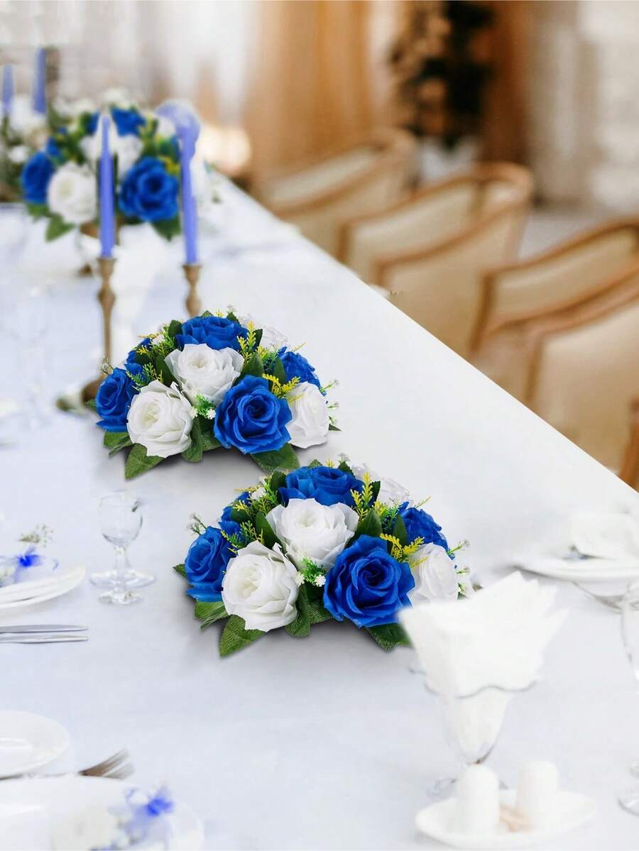 1pc/2pcs Artificial Flower Balls Wedding Rose Centerpieces,15 Heads