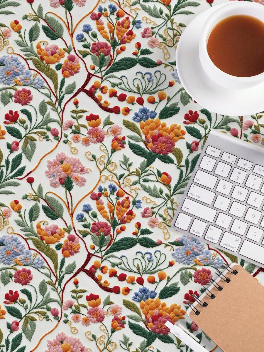 1卷复古深色背景针织彩色花卉植物3D立体仿刺绣墙纸适用于家庭装饰、餐厅、厨房、橱柜、桌椅、房间背景、家庭装修DIY防水防污、易清洁、自粘可撕墙纸墙贴、装修贴纸撕墙板、墙纸、壁纸、春季装饰用品让您的家焕然一新、拉玛装饰贴纸 - 彩色 - 查看 1