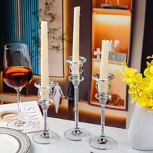 法式简约烛台家居用品、婚礼、约会之夜、情人节餐桌烛台、房间装饰、礼物 - 銀色 - 查看 3