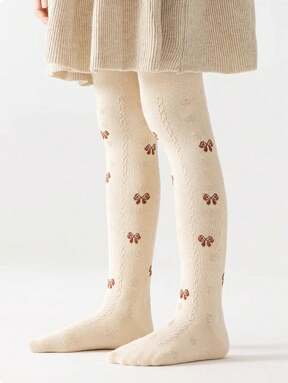 قطعة واحدة من الباطية الملونة موحد اللون لأطفال الخريف والشتاء، سراويل أميرة رقص للطالبات رياضية ماصة للعرق وقابلة للتنفس خفيفة، جوارب من نوع الباطية بنقشة فراشة باللون البني