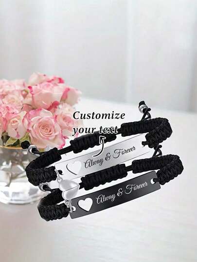 1PC Stainless Steel Couple Bracelets, Valentine's Day Gift, For Men And Women