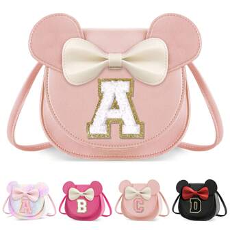 Toddler Purse Little Girl Purses For S 1 2 3 4 5 6 7 8 Year Old Birthday Gifts,Cute Bow Purses Crossbody Shoulder Bag,Personalized Initial Glitter Letter Coin Purse,Christmas Gifts