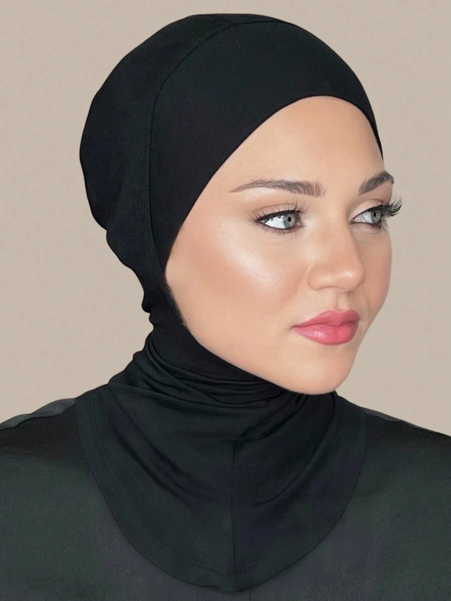 1 件 Abaya 配饰女士时尚纯色弹性下巴遮盖物颈围围巾头带柔软头巾日常下帽面纱衣服