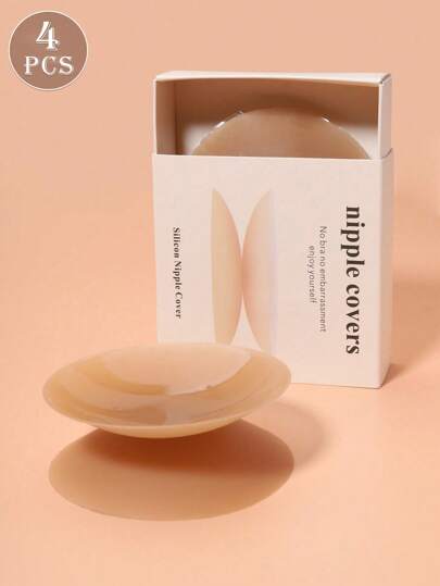 2/4 peças de capa de mamilo ultrafina reutilizável com caixa de presente para armazenamento, creme autoadesivo invisível sem alças para seios para fácil transporte, lingerie e acessórios de lingerie anti-constrangimento