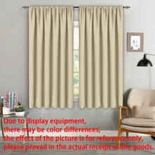1pc Minimalist Beige Blackout Curtain With Pockets, Black Blackout Coating, Soundproof And Heat Insulation, Lightweight Polyester Fabric, Easy Care, For Room Darkening, Light-Sensitive People, Bedroom, Living Room, Office, Kitchen