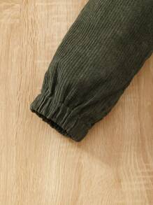 年轻男孩 2 件套时尚提花针织高领上衣和灯芯绒慢跑裤休闲装，秋冬 - 黑色 - 查看 7