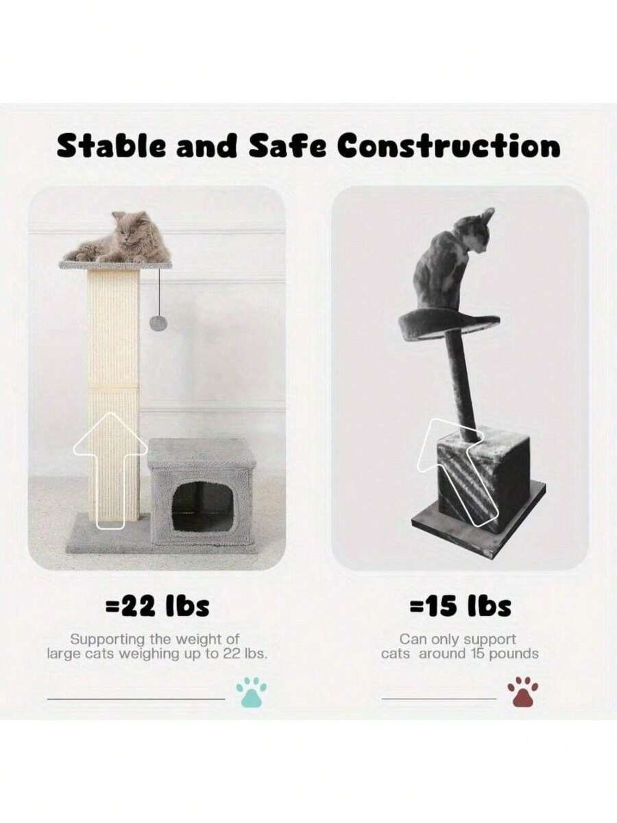 Cat Scratching Post With Perch, Sisal Cat Scratchers For Indoor Cats