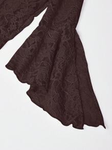 情人节喇叭袖蕾丝鱼尾连衣裙，女士哥特性感圣诞服装#浓缩咖啡棕#棕色针织衫
