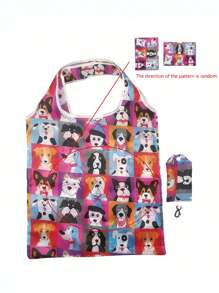 1pc Reusable Shopping Tote Shopping , Large Capacity Polyester Portable Folding For Travel ,Makeup ,Cosmetic ,Vacation Organizer,Large Capacity Makeup Organizer Makeup Case, For Lipstick, Brush, Skincare, Mobile Phone, Coin, Small Items, For Home,Gift,Vacation And Festival Halloween Christmas Multifunctional Use,Boho Vibes