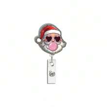 1 pezzo Distintivo di moda carino di Babbo Natale, in acrilico lucido, facile da fissare con molletta, porta badge adatto a infermiere, amici e famiglia, adatto per feste e vacanze - Multicolore - Visualizzare 11