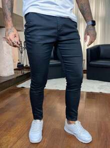 Men's Thin Skinny Sport Pants With Knife Pocket - màu đen - Xem 1