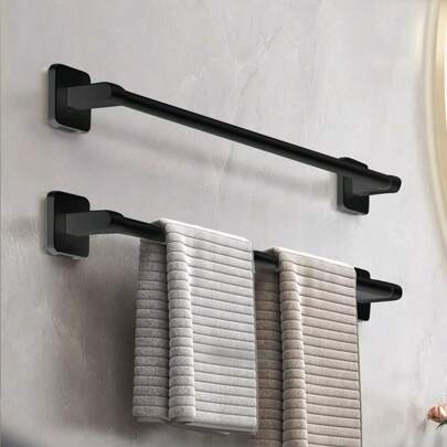 No-Drill Towel Bar Wall Mounted Storage Rack, Bathroom Towel Single Rod Organizer, Toilet Paper Holder
