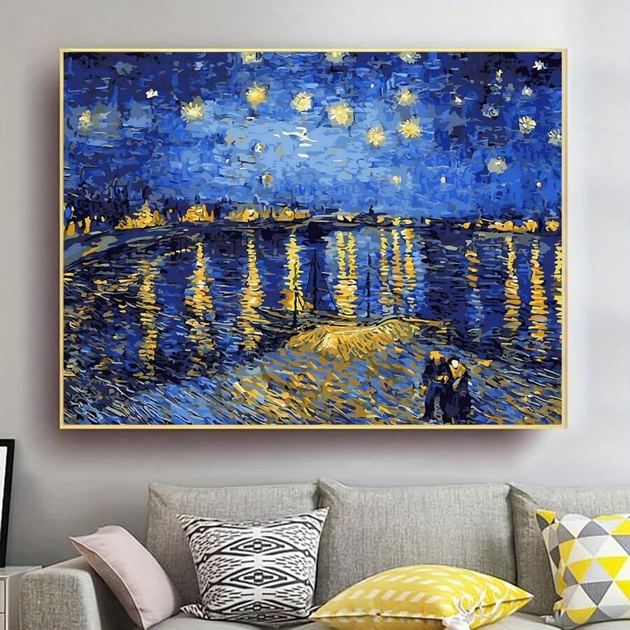 1 tấm áp phích vải canvas trang trí không khung, bức tranh trừu tượng về bến tàu đêm đầy sao, tác phẩm nghệ thuật treo tường bằng vải canvas không mùi chống thấm nước, tranh tường nghệ thuật làm quà tặng sinh nhật, phòng ngủ, văn phòng, phòng khách, đồ trang trí tường, trang trí nhà cửa và ký túc xá - A - Xem 1