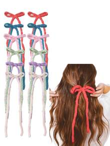 1 对时尚彩色针织蝴蝶结发夹，适合女孩的优雅风格，适合日常佩戴 - 彩色 - 查看 1