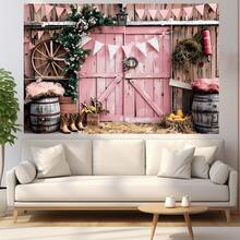 1 件粉色仓库门秋季派对背景面料 82.7 * 59.1/59.1 * 39.4/39.4 * 29.5 英寸秋季感恩节粉色谷仓门背景乡村南瓜枫叶粉色木制谷仓门农舍摄影装饰秋收谷仓朋友派对装饰 - 彩色 - 查看 8