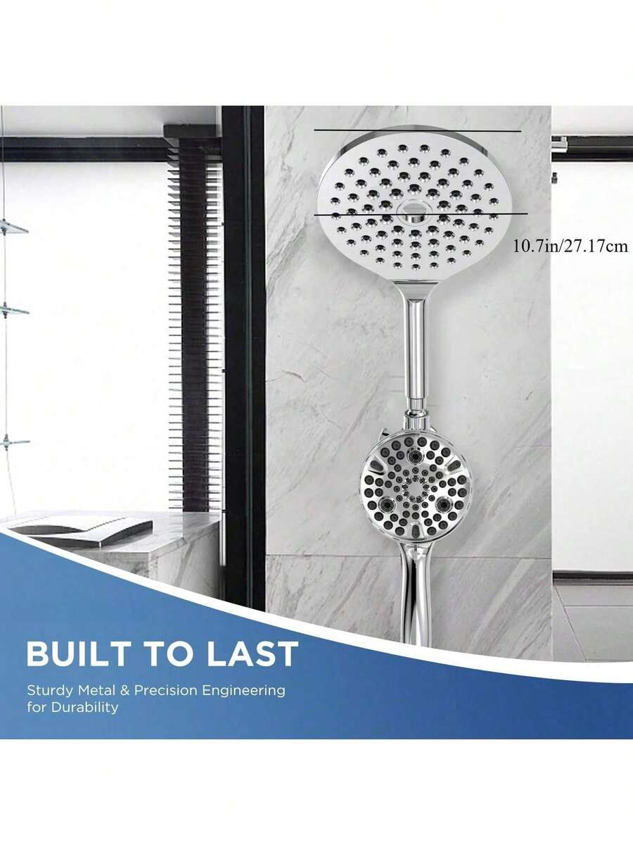 Dual Handheld Shower Head Combo, 2In1 Rain Shower Heads System 8 Inch