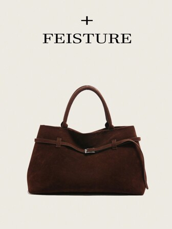 1pc Faux Suede Tote Bag, Large Capacity Solid Color Mature Elegant Women's Handbag, Vintage Briefcase Suitable For Girls, Women, College Students, Career Starters, And White-Collar Workers, Perfect For Work, Business, Commuting, School, Suede Bag Purse, Autumn And Winter Hot Women Bag, Retro Inspired Vintage Bag For Women, Tote Bags For Ladies, New Autumn And Winter Women Bag, Best Fall Purse, Newest Fashionable Suede Bag For Women, Perfectly Matching With Fall Outfits Women