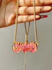 Spersonalizowany naszyjnik z imieniem, akrylowa tabliczka znamionowa, biżuteria - Bling Name Necklace - Personalized Name Chain - Prezenty świąteczne dla dziewczynek