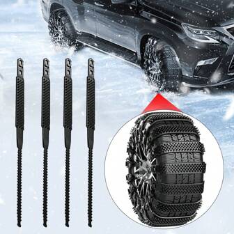 1 set zwarte sneeuwkettingen voor banden, geschikt voor banden met een breedte van 165-275 mm, auto's/vrachtwagens/SUV's, antislip voor rijden op besneeuwde/modderige wegen, winterproduct