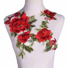 1 Pair Rose Floral Embroidery Applique Patches, For Dress/Clothing Decoration - Multicolor - View 11
