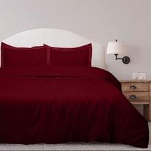 Royale Linens, Inc. 3-Piece Set: Royal Linens Double Brushed Full Duvet Covers With Zipper Closure - Burgundy - View 1