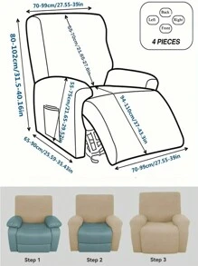 1set/4pcs Armchair Cover,Recliner Chair Cover,Colorful Floral Patterns Couch Cover Stretch Functional Sofa Slipcovers, Chivas Sofa Cover Single Seat Soft Furniture Protector, Couch Covers ,One Backrest Cover, One Chair Cover, Two Armrest Covers - Orange - View 4