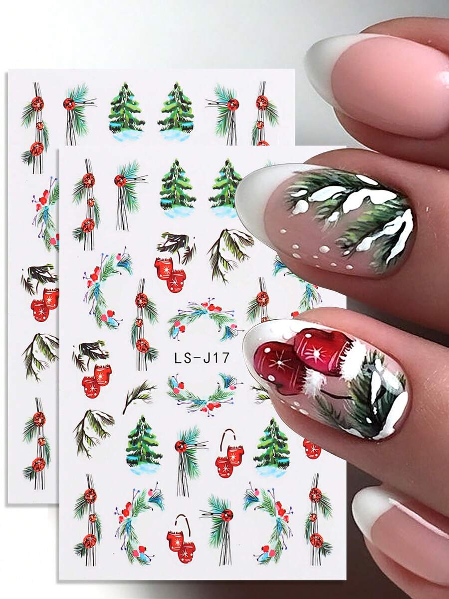 2 Gói Miếng Dán Nghệ Thuật Làm Móng Giáng Sinh Găng Tay Làm Tan Tuyết Cây Thông Noel Họa Tiết Hoạt Hình Dễ Thương Trang Trí Tiệm Làm Móng Giáng Sinh Mùa Đông Tự Làm - Nhiều màu - Xem 1