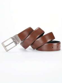 1 条装男士商务真皮腰带，旋转针扣休闲百搭男士皮带，双面佩戴腰带 - ZZ019 - 查看 4