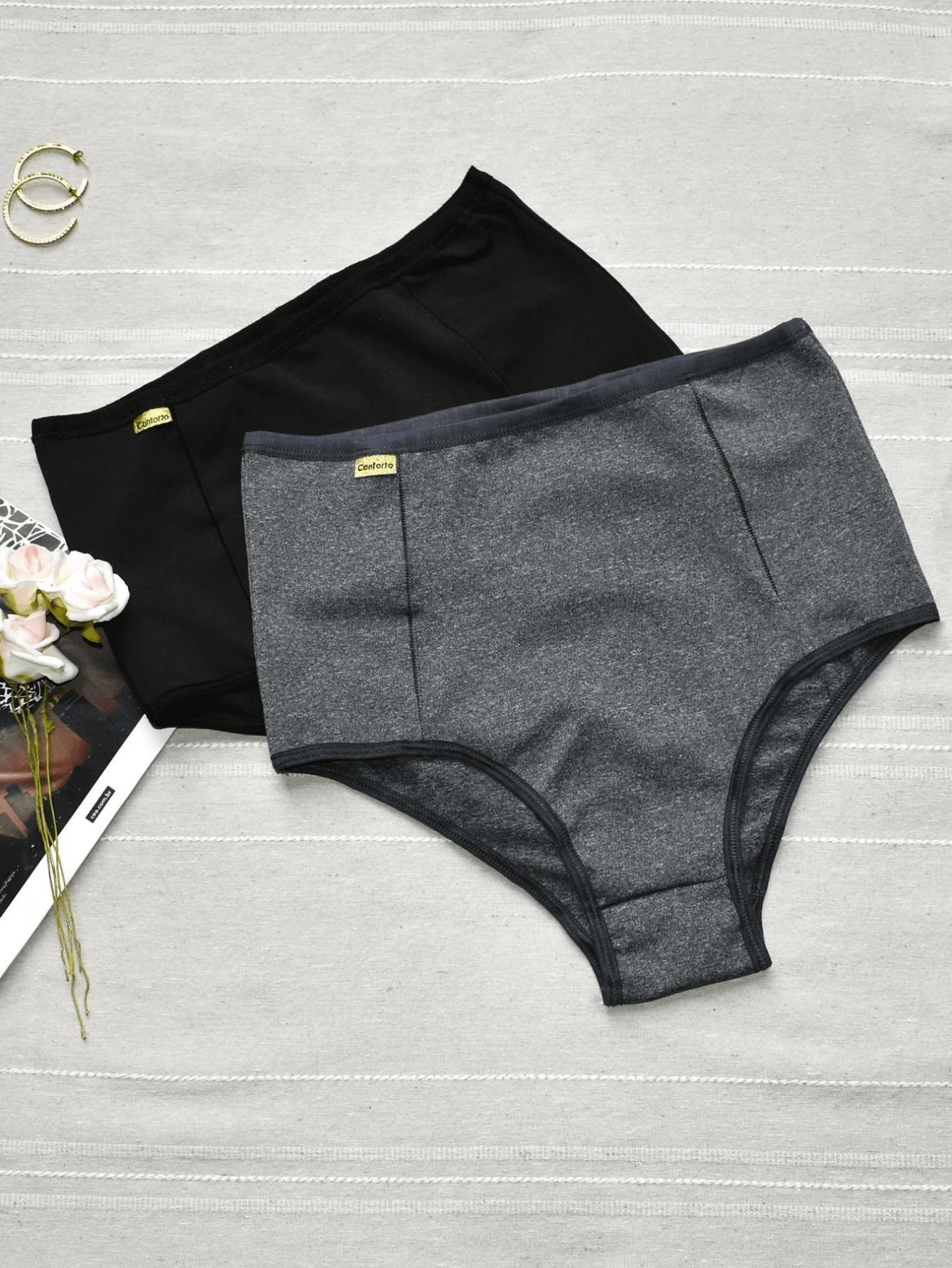 KIT 4 Panties Shaping Belt High Waist Double Front High Waist Comfort Thong Women's Lingerie - 彩色 - 查看 1