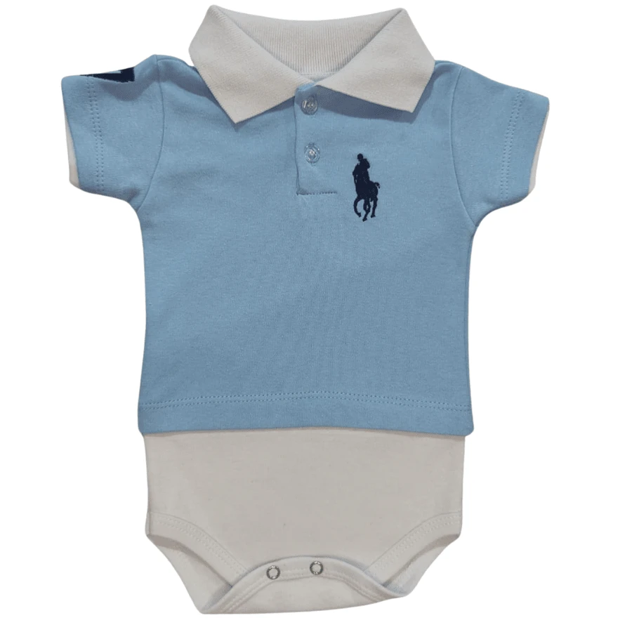 Baby Boy Short Sleeve Polo Bodysuit +1BB - Màu xanh lam - Xem 1