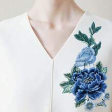 1 Pair Rose Floral Embroidery Applique Patches, For Dress/Clothing Decoration - Multicolor - View 7