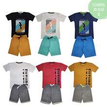 Lumari Kids Kit 3 Summer Youth Sets For Boys Clothing 10 - 16 Children's T-Shirt With Reinforcement On The Collar Bermuda Shorts With Lace-Up Sweatshirt For Children - 彩色 - 查看 4