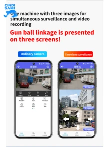 Surveillance Camera, Outdoor Three-Eye Three-Screen Wireless Wifi Surveillance Camera, Home Mobile Phone Remote Night Vision High-Definition Monitor - Black - View 3