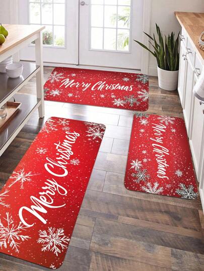 1 st. Merry Christmas Snowflakes Indoor Deurmatten, Entree Tapijt Antislip Gebied Tapijt, Woondecoratie Gooi Tapijten, Vloerkleed Voor Keuken Woonkamer Slaapkamer - Meerdere Maten Beschikbaar