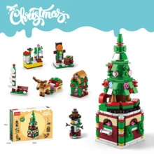 Caja ciega de regalo de decoración navideña - Bloques de construcción para niños que benefician la inteligencia y el juguete de ensamblaje del modelo de árbol de Navidad de partículas pequeñas - Multicolor - Ver 8