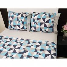 4 PIECE 100% COTTON 180 THREAD COUNT PRINTED DOUBLE SHEET SET - Xám - Xem 2